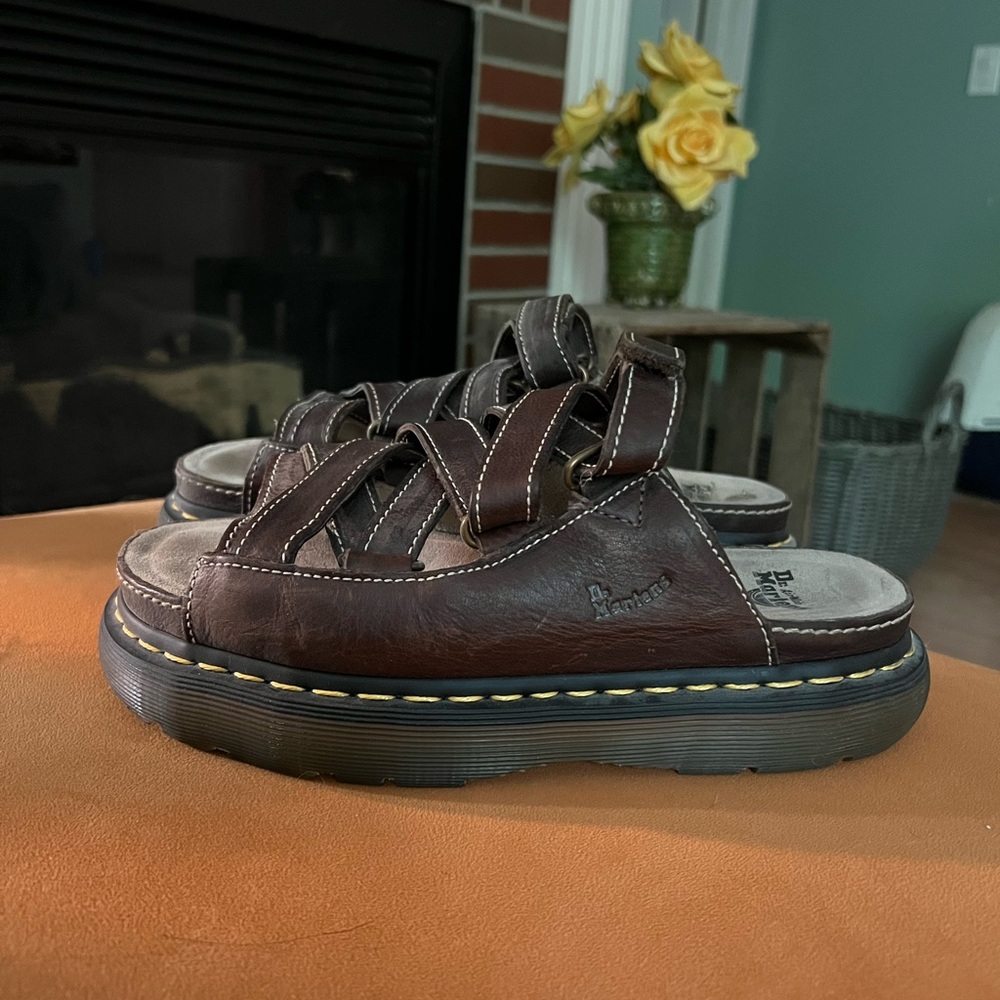 Dr Martens Air Wair Soft Wair Sandals Size 9Brown Chunky Leather